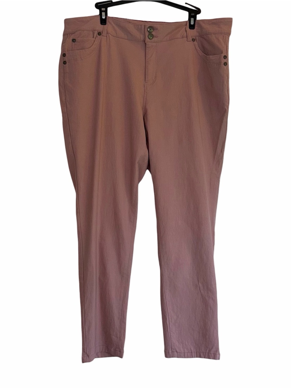 Sabrina Lauren 20W Perfect Fit Stretch Cropped Pants Mauve Pink Preppy Casual